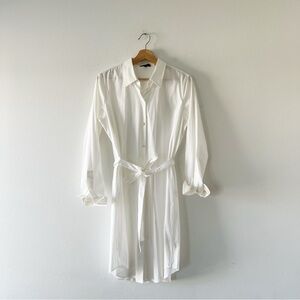 THEORY | NWT The Clean Shirtdress in White Belted Stretch Cotton | L